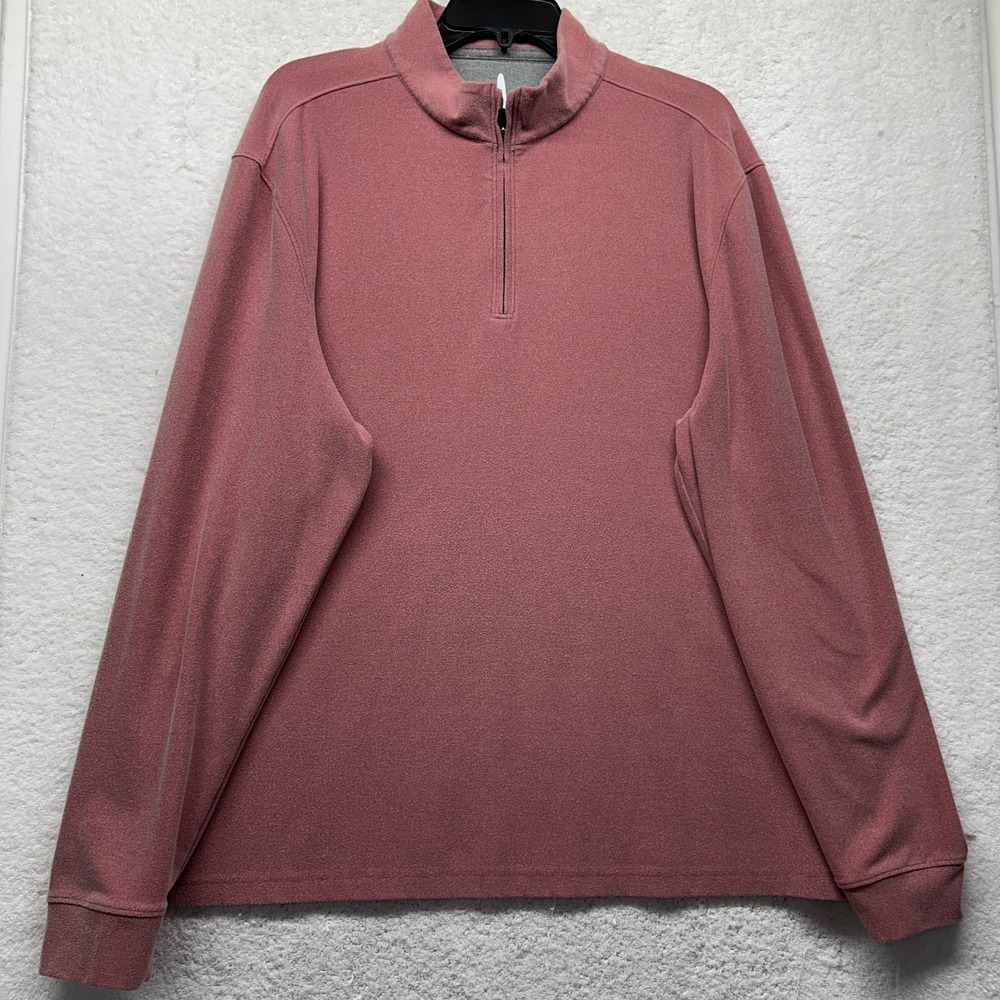 Johnnie O Mens Size XL Pink Red Long Sleeve 1/4 Zip Pullover Shirt (M3)